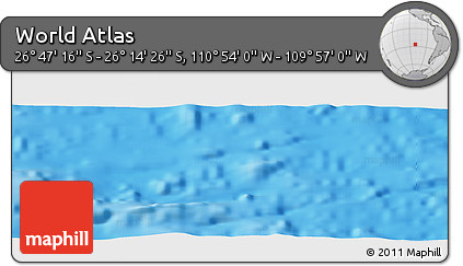 Physical Panoramic Map of the Area around 26° 30' 51" S, 110° 25' 30" W