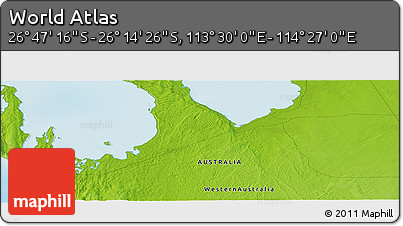 Physical Panoramic Map of the Area around 26° 30' 51" S, 113° 58' 29" E