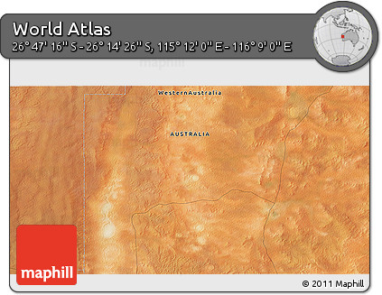 Satellite 3D Map of the Area around 26° 30' 51" S, 115° 40' 30" E