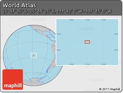 Gray Location Map of the Area around 26° 30' 51" S, 117° 13' 29" W