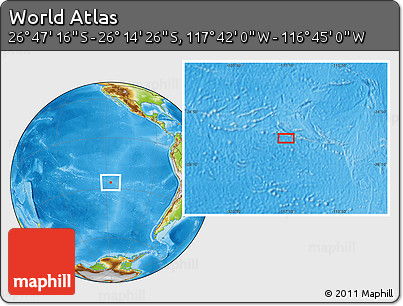 Physical Location Map of the Area around 26° 30' 51" S, 117° 13' 29" W