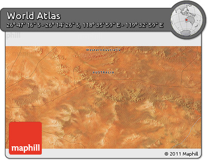 Satellite 3D Map of the Area around 26° 30' 51" S, 119° 4' 29" E