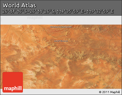 Satellite 3D Map of the Area around 26° 30' 51" S, 119° 4' 29" E