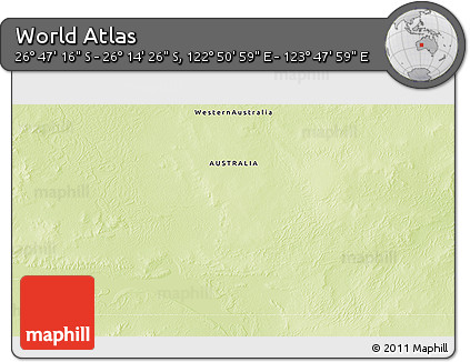 Physical 3D Map of the Area around 26° 30' 51" S, 123° 19' 29" E