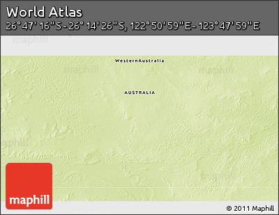 Physical 3D Map of the Area around 26° 30' 51" S, 123° 19' 29" E