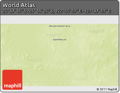 Physical 3D Map of the Area around 26° 30' 51" S, 123° 19' 29" E