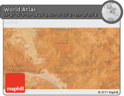 Satellite 3D Map of the Area around 26° 30' 51" S, 123° 19' 29" E