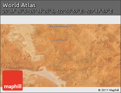 Satellite 3D Map of the Area around 26° 30' 51" S, 123° 19' 29" E