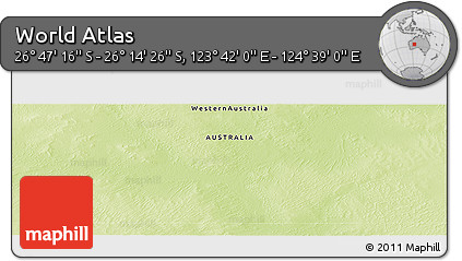 Physical Panoramic Map of the Area around 26° 30' 51" S, 124° 10' 30" E