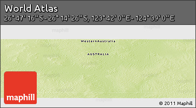 Physical Panoramic Map of the Area around 26° 30' 51" S, 124° 10' 30" E