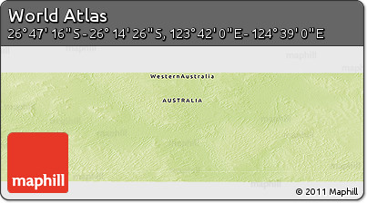 Physical Panoramic Map of the Area around 26° 30' 51" S, 124° 10' 30" E