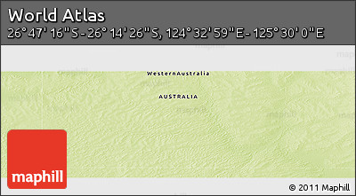 Physical Panoramic Map of the Area around 26° 30' 51" S, 125° 1' 30" E