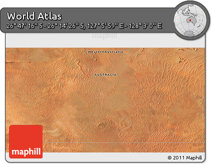 Satellite 3D Map of the Area around 26° 30' 51" S, 127° 34' 30" E