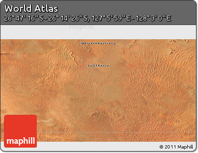 Satellite 3D Map of the Area around 26° 30' 51" S, 127° 34' 30" E