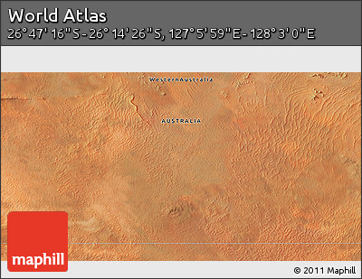Satellite 3D Map of the Area around 26° 30' 51" S, 127° 34' 30" E