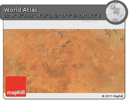 Satellite 3D Map of the Area around 26° 30' 51" S, 128° 25' 30" E