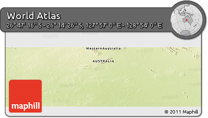 Physical Panoramic Map of the Area around 26° 30' 51" S, 128° 25' 30" E