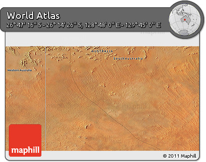 Satellite 3D Map of the Area around 26° 30' 51" S, 129° 16' 30" E
