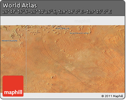 Satellite 3D Map of the Area around 26° 30' 51" S, 129° 16' 30" E