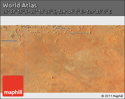 Satellite 3D Map of the Area around 26° 30' 51" S, 129° 16' 30" E