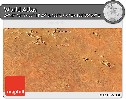 Satellite 3D Map of the Area around 26° 30' 51" S, 130° 7' 30" E