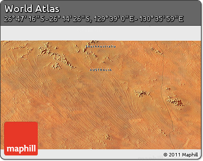 Satellite 3D Map of the Area around 26° 30' 51" S, 130° 7' 30" E