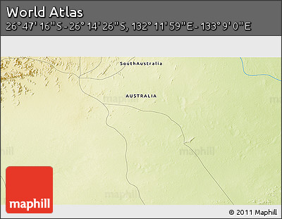 Physical 3D Map of the Area around 26° 30' 51" S, 132° 40' 30" E