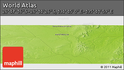 Physical Panoramic Map of the Area around 26° 30' 51" S, 135° 13' 29" E