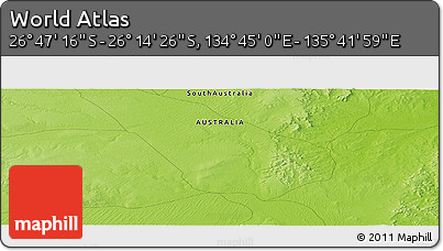 Physical Panoramic Map of the Area around 26° 30' 51" S, 135° 13' 29" E