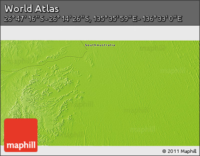 Physical 3D Map of the Area around 26° 30' 51" S, 136° 4' 29" E