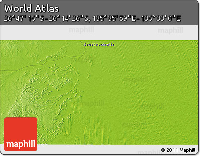 Physical 3D Map of the Area around 26° 30' 51" S, 136° 4' 29" E