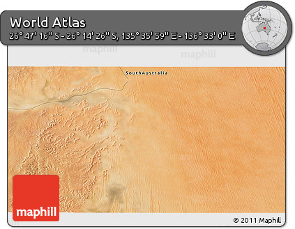 Satellite 3D Map of the Area around 26° 30' 51" S, 136° 4' 29" E