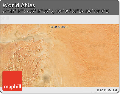 Satellite 3D Map of the Area around 26° 30' 51" S, 136° 4' 29" E