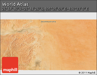 Satellite 3D Map of the Area around 26° 30' 51" S, 136° 4' 29" E