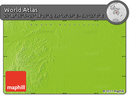 Physical Map of the Area around 26° 30' 51" S, 136° 4' 29" E