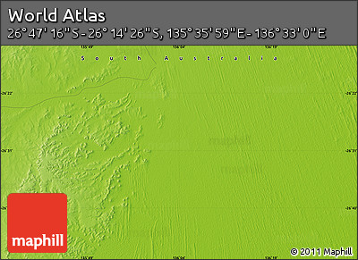 Physical Map of the Area around 26° 30' 51" S, 136° 4' 29" E