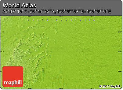 Physical Map of the Area around 26° 30' 51" S, 136° 4' 29" E