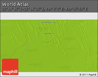 Physical 3D Map of the Area around 26° 30' 51" S, 139° 28' 29" E