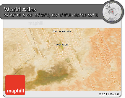 Satellite 3D Map of the Area around 26° 30' 51" S, 139° 28' 29" E