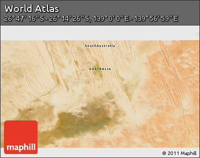 Satellite 3D Map of the Area around 26° 30' 51" S, 139° 28' 29" E