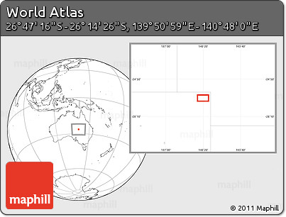 Blank Location Map of the Area around 26° 30' 51" S, 140° 19' 29" E