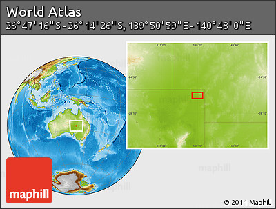 Physical Location Map of the Area around 26° 30' 51" S, 140° 19' 29" E