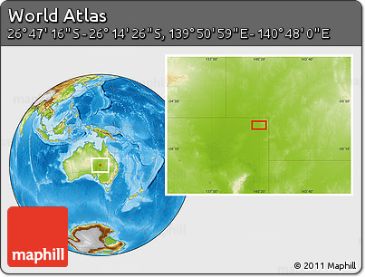Physical Location Map of the Area around 26° 30' 51" S, 140° 19' 29" E