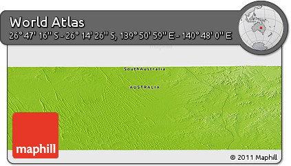 Physical Panoramic Map of the Area around 26° 30' 51" S, 140° 19' 29" E