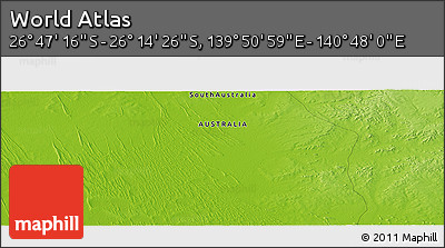Physical Panoramic Map of the Area around 26° 30' 51" S, 140° 19' 29" E