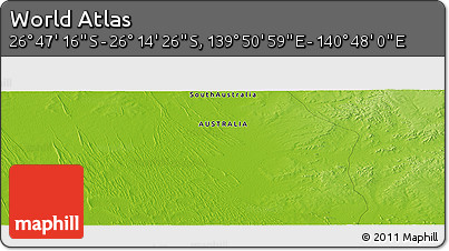 Physical Panoramic Map of the Area around 26° 30' 51" S, 140° 19' 29" E
