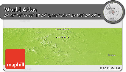 Physical Panoramic Map of the Area around 26° 30' 51" S, 142° 52' 30" E