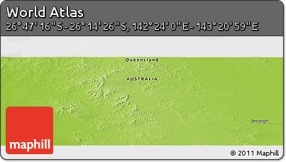 Physical Panoramic Map of the Area around 26° 30' 51" S, 142° 52' 30" E