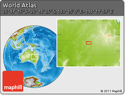 Physical Location Map of the Area around 26° 30' 51" S, 143° 43' 29" E