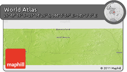 Physical Panoramic Map of the Area around 26° 30' 51" S, 144° 34' 29" E